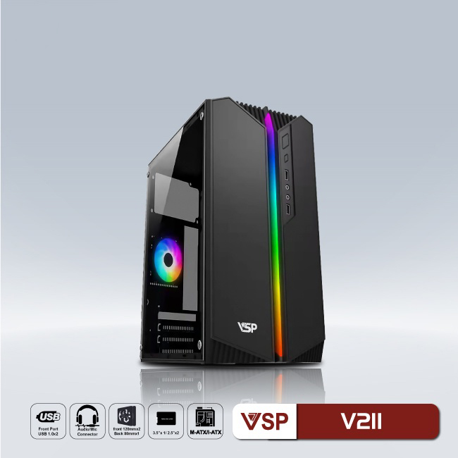 Case VSP V211 Có Sẵn LED RGB Nắp Hông Kính Cường Lực
