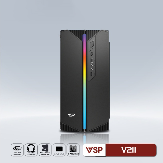 Case VSP V211 Có Sẵn LED RGB Nắp Hông Kính Cường Lực