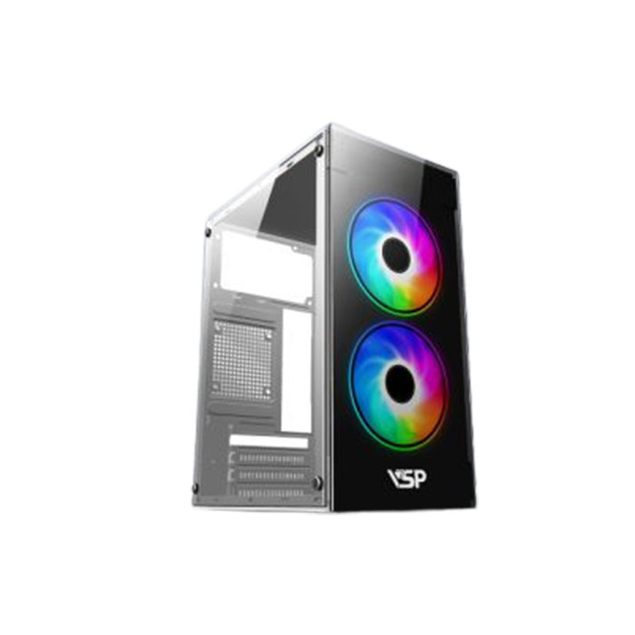 Case VSP V212 Trắng (Chuẩn mATX) Hai Mặt Kính Cường Lực