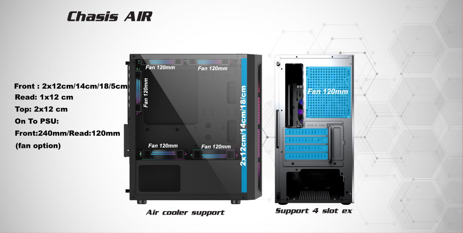 CASE VSPTECH GAMING MID TOWER CHASSIS M04