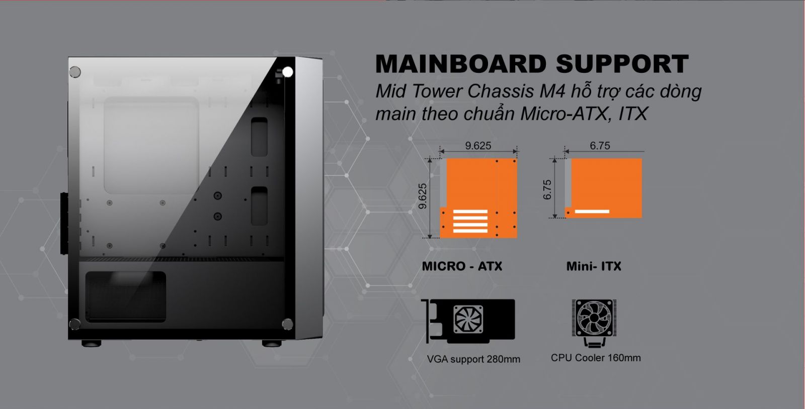CASE VSPTECH GAMING MID TOWER CHASSIS M04