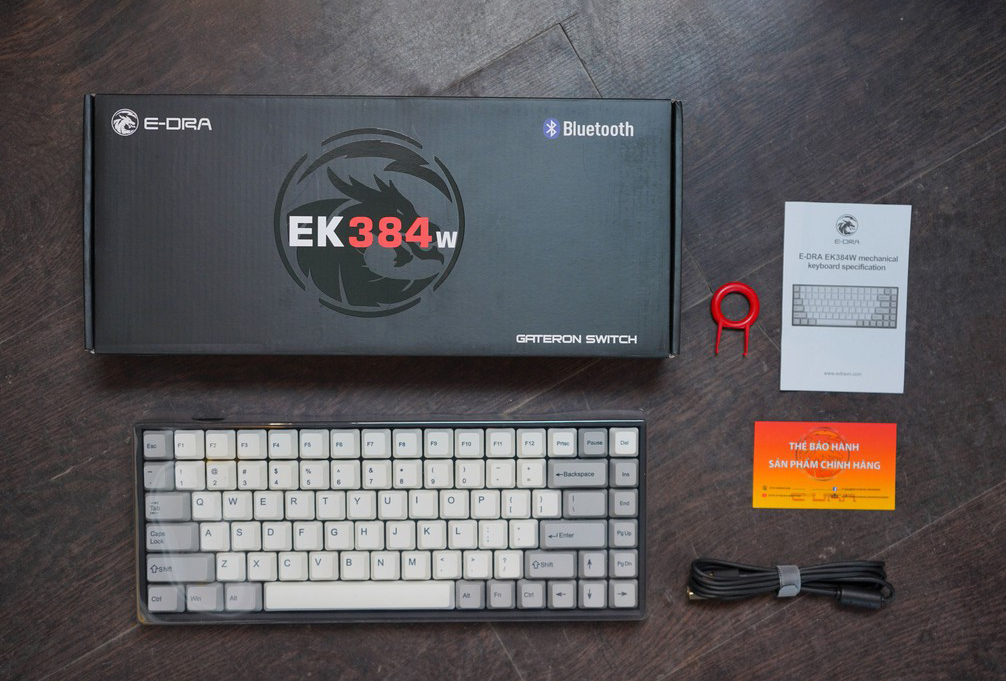 Bàn phím cơ E-DRA EK384W Bluetooth Gateron Blue switch