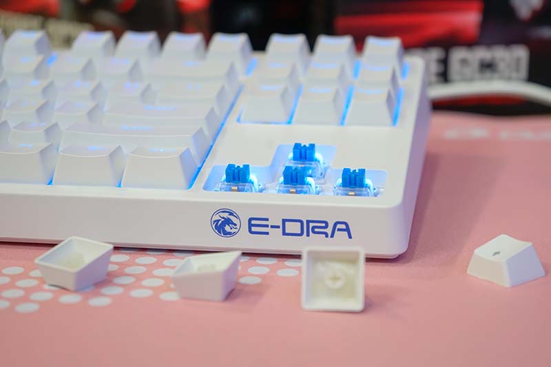 Bàn phím cơ E-DRA EK387 Ice White Huano Red switch
