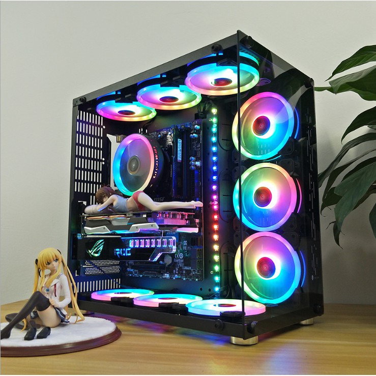 Case V3-607 Gaming 2 Mặt Kính Cường Lực
