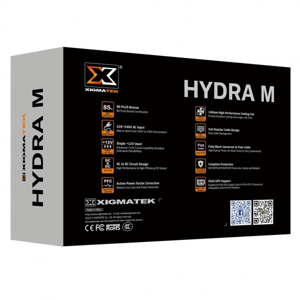 Nguồn máy tính Xigmatek HYDRA M 550 EN44207 - 550w - 80Plus BRONZE - FULL MODULAR