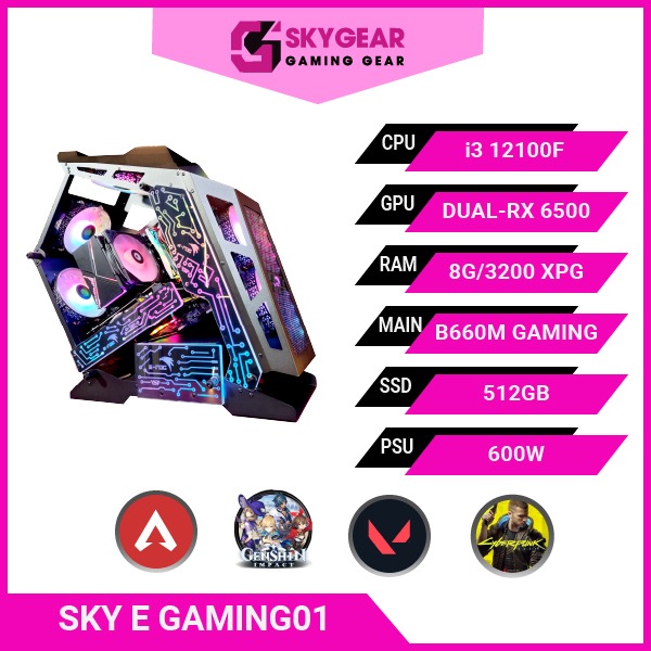 SKY E GAMING01 (CORE I3 12100F/ RX 6500XT/ B660M/ 8GB/ 512GB)