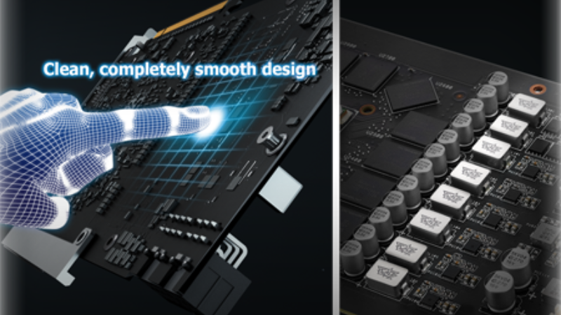 Công nghệ AUTO-EXTREME Chất lượng cao cấp và độ tin cậy tốt nhất Tất cả các card đồ họa ASUS hiện nay đều được sản xuất bằng Công nghệ AUTO-EXTREME, một quy trình sản xuất tự động 100% đầu tiên trong ngành kết hợp các vật liệu cao cấp để đặt ra tiêu chuẩn chất lượng mới. Công nghệ AUTO-EXTREME đảm bảo chất lượng cạc đồ họa nhất quán cũng như cải thiện hiệu suất và tuổi thọ. Quy trình sản xuất mới này cũng thân thiện với môi trường, loại bỏ các hóa chất khắc nghiệt và giảm 50% điện năng tiêu thụ.