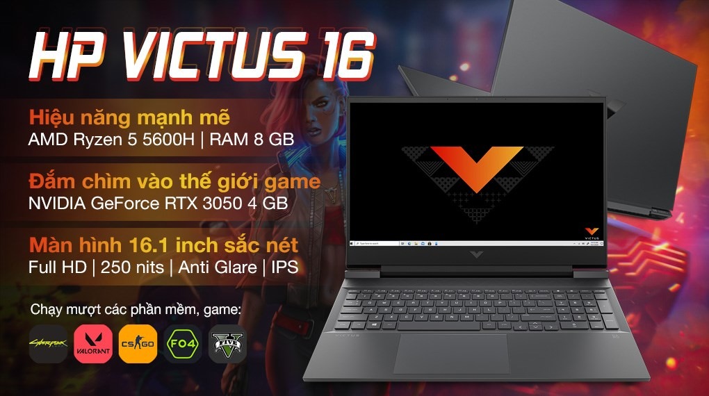 Laptop HP Gaming Victus 16-d0289TX i7 11800H/16G/512G/ RTX 3060 6G/ Black