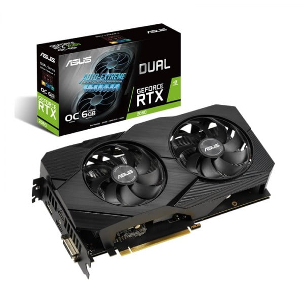 Card màn hình Asus DUAL RTX 2060-O6G EVO (6GB GDDR6, 192-bit, DVI+HDMI+DP, 1x8-pin)