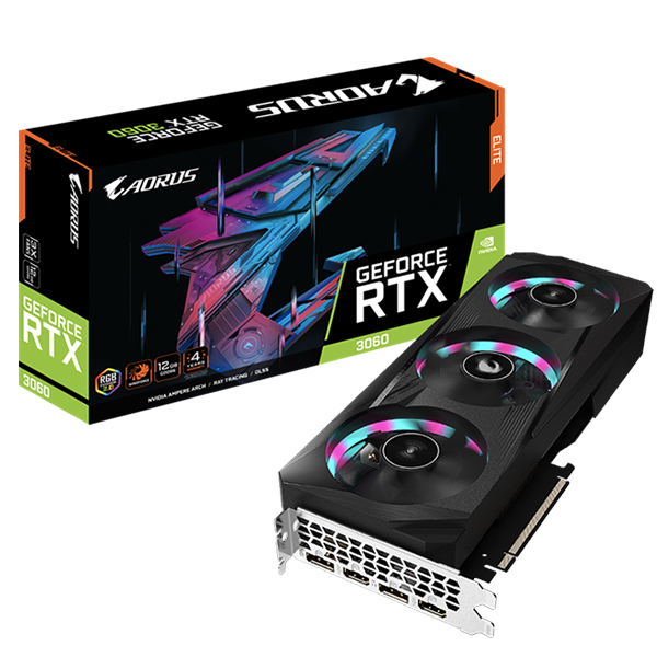 VGA GIGABYTE AORUS GeForce RTX 3060 ELITE 12G (rev. 2.0) (GV-N3060AORUS E-12GD)