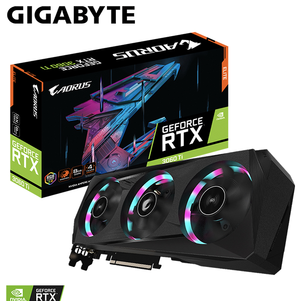 VGA GIGABYTE AORUS GeForce RTX 3060 Ti ELITE 8G (rev. 2.0) (GV-N306TAORUS E-8GD)