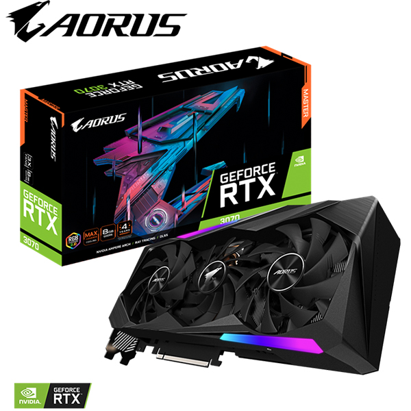 VGA GIGABYTE AORUS GeForce RTX 3070 MASTER 8G (rev. 2.0) (GV-N3070AORUS M-8GD)
