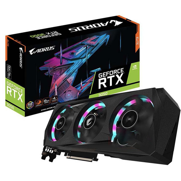VGA Gigabyte RTX 3050 AORUS ELITE 8G 3 Fan (GV-N3050AORUS E-8GD)