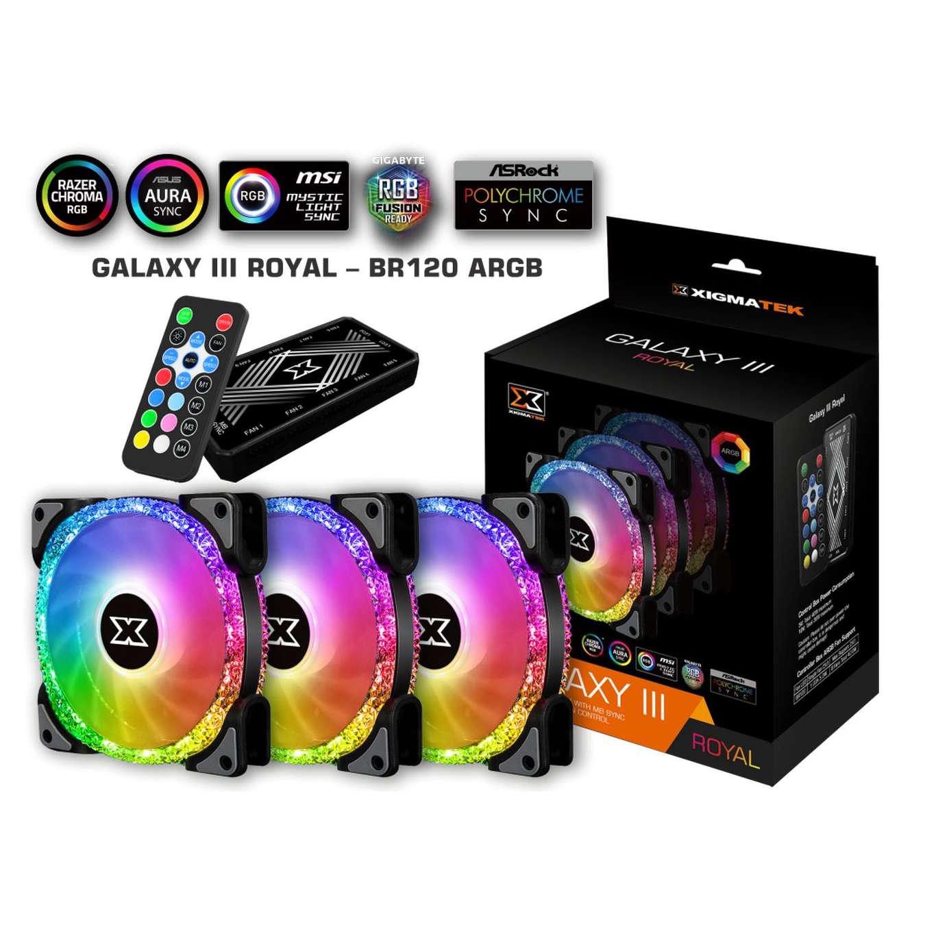 Bộ Quạt Tản Nhiệt Xigmatek GALAXY III ROYAL BR120 – EN46119 (ARGB)